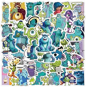50Pcs Monsters, Inc Stickers Pack Waterproof Sticker Decals for Water Bottle,Laptop,Phone,Skateboard,Scrapbooking,Bumper Gifts for Kids Teens Adults for Party Supply Favor (Monsters, Inc)