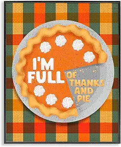Thanksgiving Pie Plaid Harvest Humor, 11 x 14 Inch Framed Gicle Print