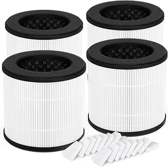 4 Pack Replacement Filter Compatible with Purivortex AC300 and AC300 Pro Air Cleaner Purifier, 3-in-1 Filtration System: Pre-Filter, Main Filter and Activated Carbon, 4 Pack Filter + 16 Aroma Pads