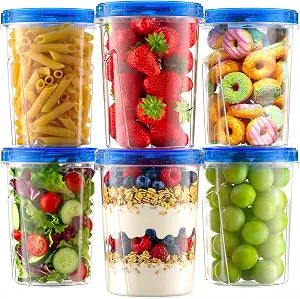 Freezer Storage Containers, 6 Pack-33 OZ Food Storage Containers with Twist Top Lids, Reusable Plastic Containers with Lids, Soup Containers for Meal Prep, Overnight Oats, Leftovers, Snack