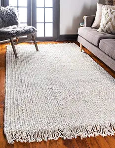 Unique Loom Chunky Jute Collection Solid, Transitional, Bohemian Area Rug (2' 0 x 3' 0 Rectangular, Ivory)