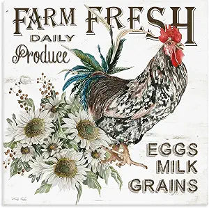 Stupell Industries Farm Fresh Country Hen, 17 x 17 Inch Canvas Wall Art