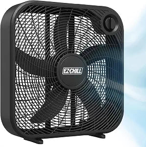 EZ-CHILL 20-Inch Portable Box Fan with 3-Speed Control - Black