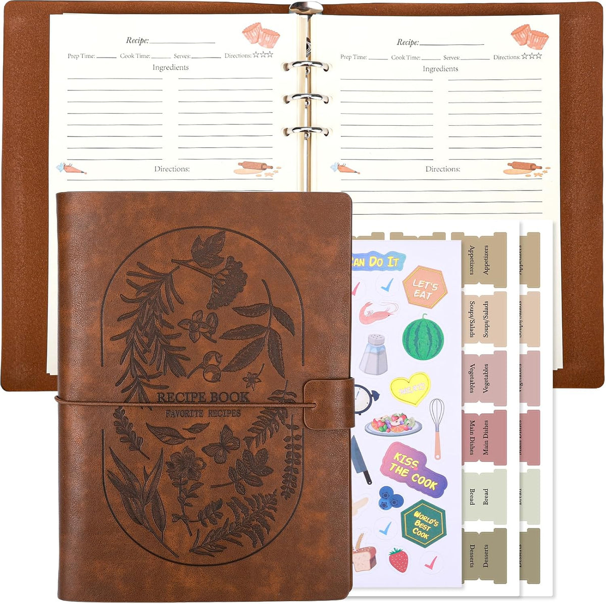 XKDOUS Blank Recipe Book To Write In Your Own Recipes with Leather Cover