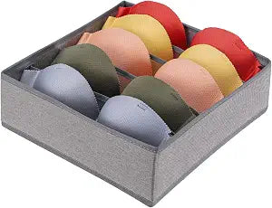 Drawer under Cabinet Clothes Organizer 5 Cell Foldable Storage Cubes Underwear Drawer Organizer Dividers Storage Boxes for Bra, UnderwearGrey
