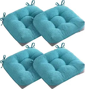 MAGIC ELEPHANT Chair Cushions for Dining Chairs, Memory Foam Kitchen Chair Cushions Set of 4, Non-Slip Thick Dining Room Chair Pads Seat Cushions, 15.5" x 15.5" x 4" (Aqua Blue)