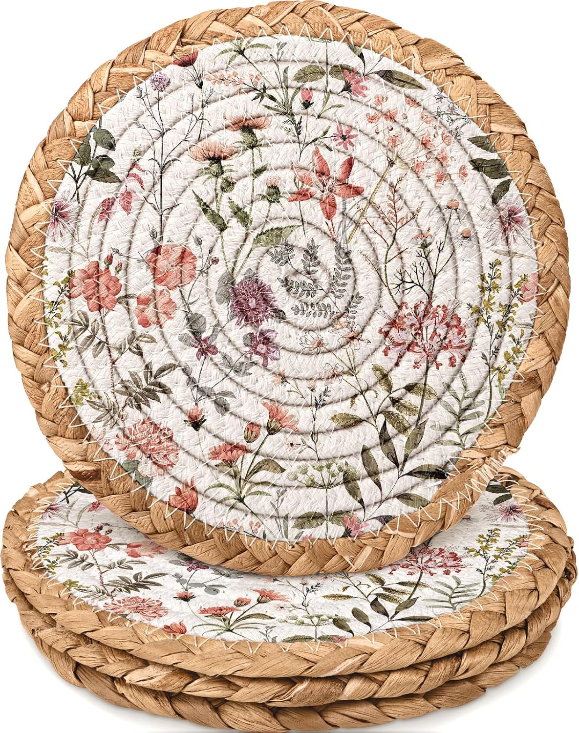 Heat Resistant Table Mats for Kitchen, Trivets, Pink Floral