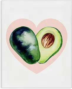 Heart Shaped Avocado Kitchen, 24 x 30 Inch Canvas Wall Art