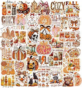 Fall Autumn Cute Stickers - 50 Pcs Pumpkin Decals Bulk