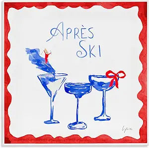 Stupell Industries Red Blue Ski Cocktails Ski, 24 x 24 Inch Canvas Wall Art