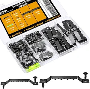 281 Pcs Sawtooth Picture Hangers,Small & Heavy-Duty Wall Hanging Kit,Include 60 Sawtooth Picture Frame Hangers,120 Screws and 100 Nails,Level,2 Sizes for Photo Frame Hooks,Art,Canvas,Picture Hanging
