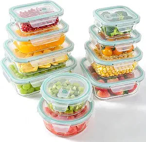10-Pack Borosilicate Glass Food Storage Containers Set with Airtight Lids  Oven, Microwave & Freezer Safe, Leak-Proof, BPA-Free  Baking, Meal Prep & Gift Box