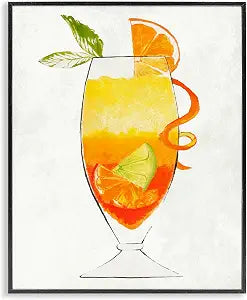 Summer Cocktail Orange Fruit Still Life, 11 x 14 Inch Framed Gicle Print