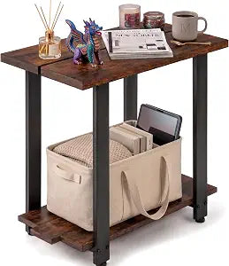 Narrow End Table, Rustic Brown