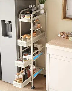 UMDONX 4-Tier Narrow Mobile Storage Cart with Pull-Out Baskets