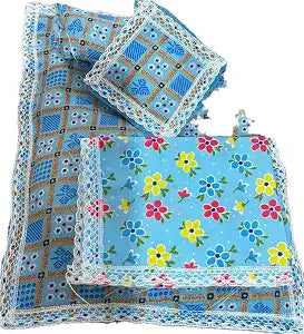 Laddu Gopal Cotton Bedding Set for Bal Gopal, Soft Bed Sheet with Pillow, Multicolor, Fits 1 No. to 5 No. Murti