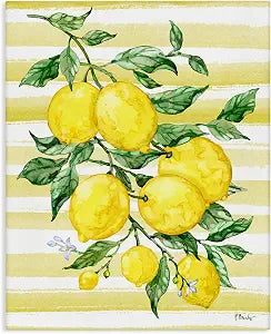Stupell Industries Juicy Lemon Vine Striped, 16 x 20 Inch Canvas Wall Art