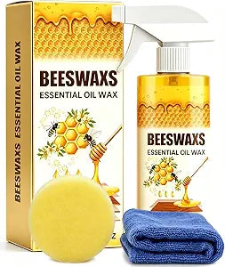 120ml Beeswax Wood Polish Spray, Natural Wood Furniture Cleaner Wax Polish with Sponge & Towel for Wooden Sofa Home Furniture Care (For polishing/cleaning only; cannot repair)