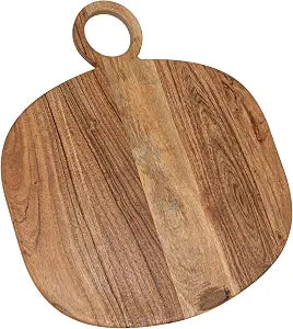 Creative Co-Op Oval Acacia Wood Oval Cheese and Cutting Board with Handle, Natural