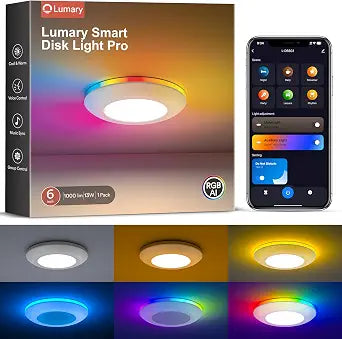 Lumary 5/6 inch Smart RGBAI Led Disk Light Pro, Color Changing Night Light