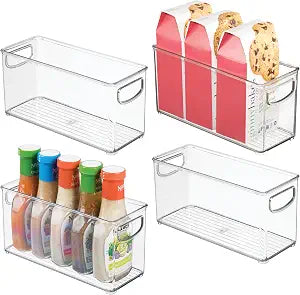 iDesign Slim Clear Plastic Stackable Storage Bin, Tall Narrow, 4-Pack