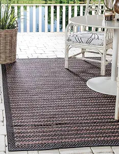 Unique Loom Outdoor Border Collection Area Rug - Checkered (2' 2" x 3' 1" Rectangle, Brown/ Black)