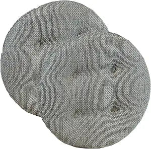 Klear Vu Omega Gripper Non-Slip Tufted Round Barstool Cushion for Dining Rooms, Cafes, Bars and Restaurants, 14 Natural, 2 Pack