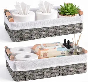 HomeHacks 2 Pack Storage Basket Toilet Paper Rope Baskets for Organizing
