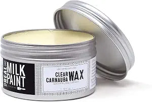 Real Milk Paint, Carnauba Wax Paste, Wood Wax for Wood Finishing, Use over Milk Paint, Wood Furniture, Kitchen Cabinets, and Tabletops, Clear, 16 oz.