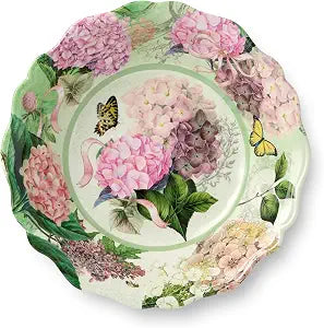 Certified International Garden Path Melamine All Purpose Bowls - Set of 4, 8.5"x2", 28oz, BPA-Free, Pink, Purple, and White Hydrangea Design, Dishwasher Safe and Shatterproof