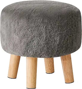 YMYNY Round Pouf Ottoman,12.6" Small Foot Stool,Dark Gray HBD035GR