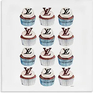 Stupell Industries Blue Glam Cupcake Fashion, 24 x 24 Inch Canvas Wall Art