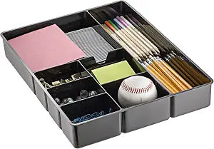 Officemate Deep Drawer Organizer Tray, 8 Compartments, 2 1/4"H x 15 1/8"W x 11 1/2"D, Black