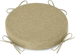 AddGrace Round Bar Stool Cushions with Ties Set of 1 12" Beige