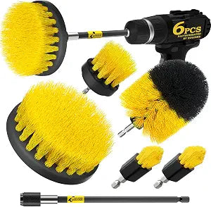 Holikme 6Pc Drill Brush Set - Soft Bristles with Extension for Home Clean