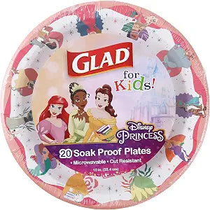 Glad for Kids Disney Princess Disposable Plates, Magic, 10 Inch, 20 Count