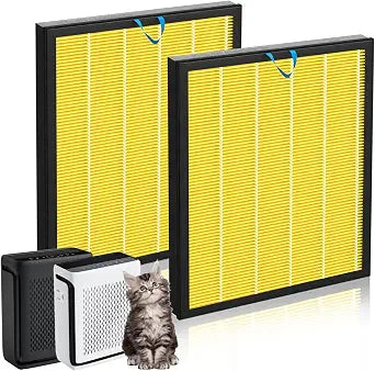 Vital 100S Pet Care Replacement Filter 2-Pack, 3-in-1 HEPA & Activated Carbon Filter, Compatible with Vital 100S and 100S-P Air Purifiers, Replacement for Vital 100S-RF, White (Yellow)