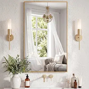 DUMOS 24"x40" Wall Mirror, Bathroom Mirrors for Over Sink, Gold