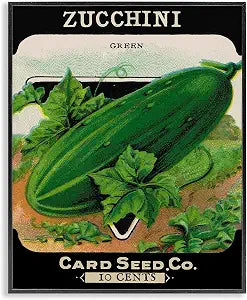 Vintage Zucchini Gardening Botanical, 11 x 14 Inch Framed Gicle Print
