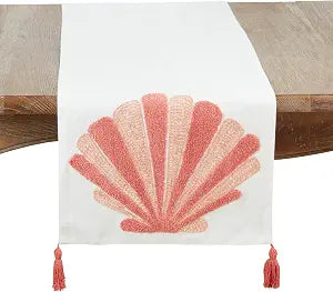 Ocean Breeze Embroidered Seashell Table Runner