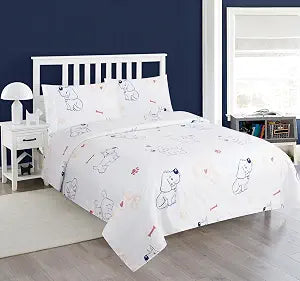 Comfy Deal Hight Thread Count Super Soft Microfiber Kid Breathable Bed Sheet Set with Pillowcase, Flat and Fitted Sheet (Twin, My Dog)