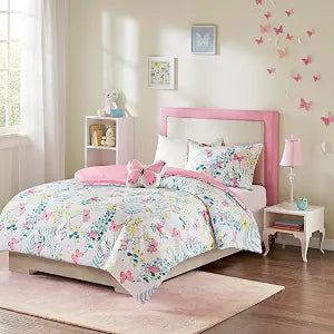 Intelligent Design Kids Girls Pink Butterfly Full Comforter Set, 4pc