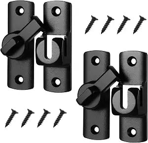 2 Pcs 90/180 Degree barn Door Lock, 90/180 Degree Flip Doors Latch Heavy Duty Rust-Proof Safety Sliding Door Lock with Mount Screws for Barn, Garden, Bathroom, Cabinet, Window, Sliding Door(Black)