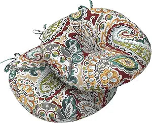 LVTXIII 15x15x4 inch Outdoor All Weather Bistro Seat Cushions, Round Fluffy Tufted Patio Chair Cushions Set of 2 for Home Garden Furniture,Paisley Chilli