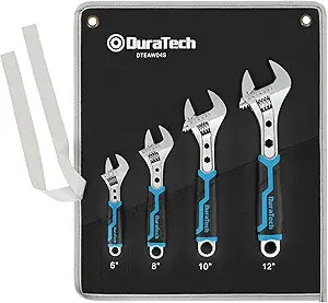 DURATECH 4-Piece Adjustable Wrench Set, 6-inch, 8-inch, 10-inch, 12-inch
