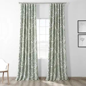 HPD Half Price Drapes Floral Printed Rod Pocket Room Darkening Curtains For Bedroom & Living Room (1 Panel) 50W X 108L, Tea Time China Green