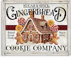 Gingerbread Vintage Holiday, 16 x 20 Inch Canvas Wall Art