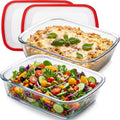 2 Pack 3.1QT Glass Baking Dishes with Lid, 9.2x11.8 Inch