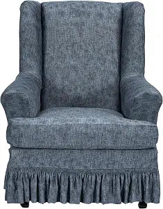CRFATOP 2 Piece Stretch Wingback Chair Cover with Skirt for Living Room,13