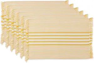 DII Multi Stripe Kitchen Tabletop Collection, Placemat Set, 13x19, Deep Yellow, 6 Piece